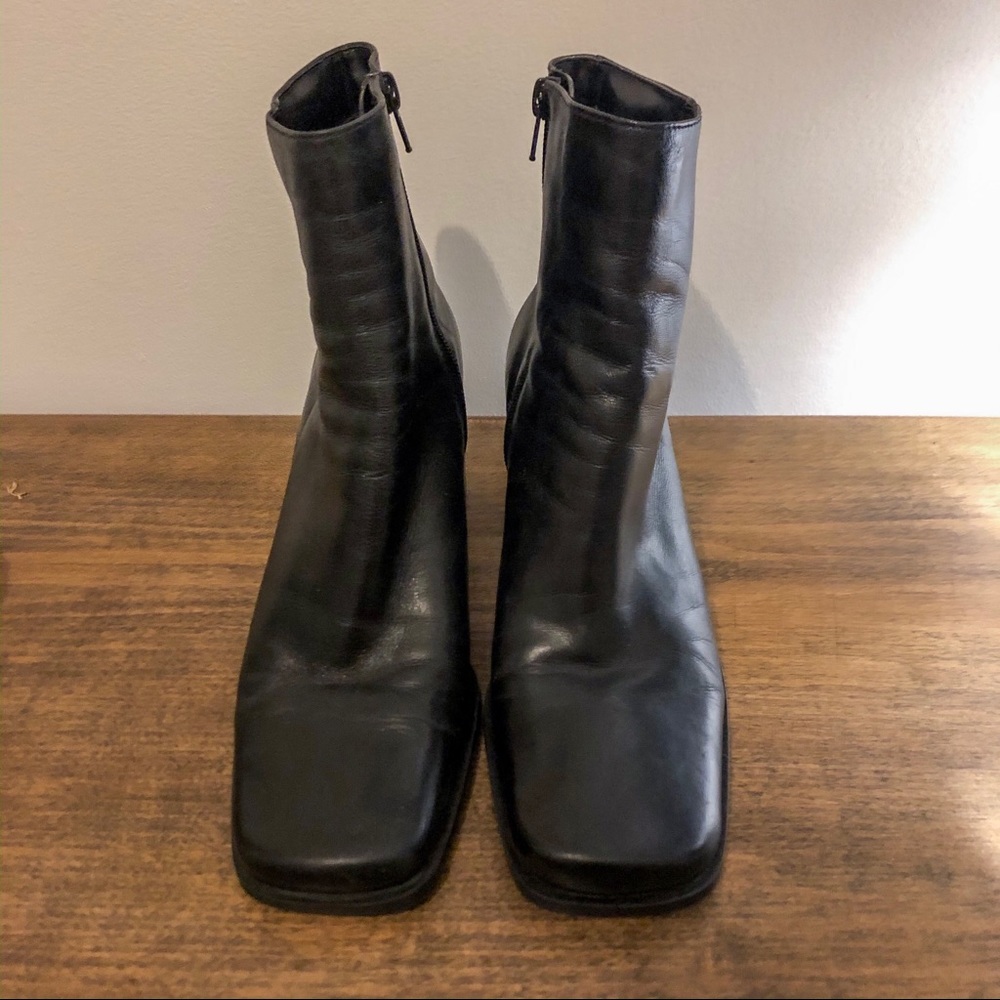 Y2K Leather Square Toe Ankle Boots - 7